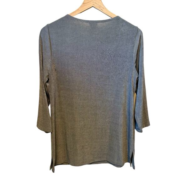 Chico’s Travelers Stretch Neck Detail 3/4 Sleeve Minimalist Tunic Top Size 1(M) - Picture 3 of 5
